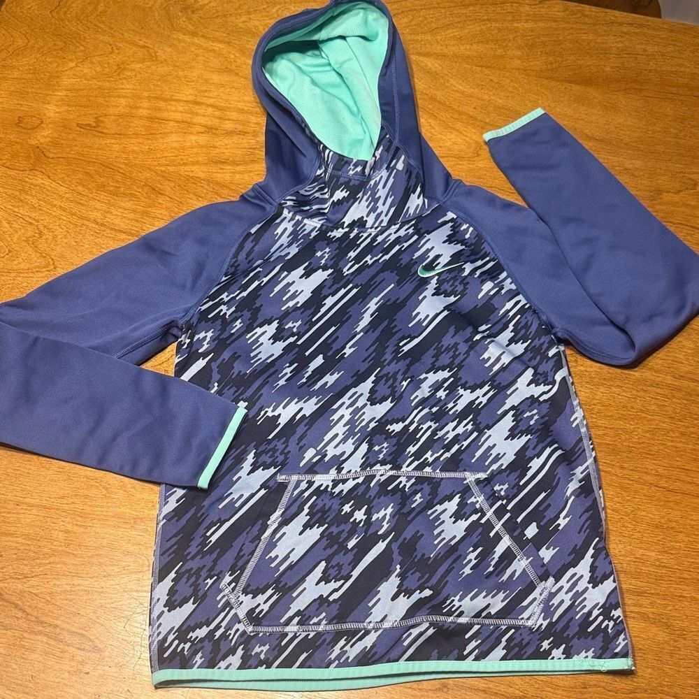 Nike Kids Blue and Gray Patterned Hoodie
